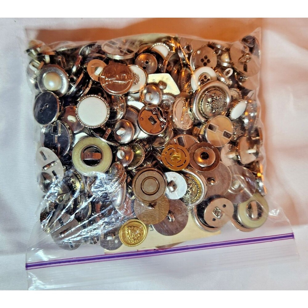 Vintage Mixed Button Lot 11 oz Metal Plastic Shank Coat Sewing Craft Assorted